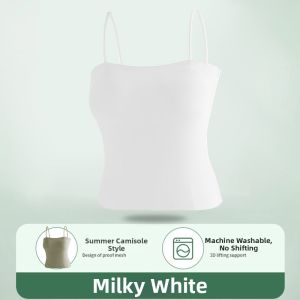 YUNASHA | Summer Lightweight Seamless Ice Silk Bra Camisole with Padded Chest Fine Straps