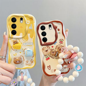Casing VIVO V29 Pro V29e V27 Pro V27e Y27 Y36 Y02 Y02A Y02T 5G 4G Phone Case New Design 3D Doll Cartoon COCO Bread Cheese Milk Bear Silicon Soft Cover with Bracelets 2023