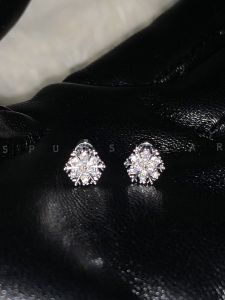 Anti-Allergy Titanium Steel Flat Bottom Flashing Snowflake Zirconia Ear Studs Womens Fashion Jewelry Ear Cuffs Geometric Pattern