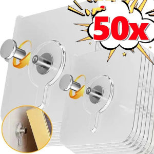 50pcs Strong Adhesive Nails Hooks / Transparent Seamless Wall Hooks for Hanging Clock Picture Frame Poster / Kitchen Bathroom Hanging Nails