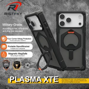 Plasma Kickstand Phone Case For Iphone 17 Pro Max Air 16 15 14 13 12 Shockproof Armor Magnetic MagSafe Stand Protective Cover