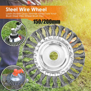 6/8in Stainless Steel Brush Cutter Lawn Mower Brush Disc Grass Trimmer Head Twist Knot Brush Steel Wire Wheel Brush