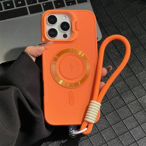 Lens Holder Phone Case For Magsafe iPhone 17 18 Pro Max 17 Pro Max 16 15 14 13 12 11 Silicone Funda Cover Magnetic Luxury Soft