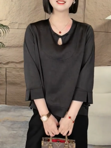 QINGNAER | Loose Fit Flowy Slimming Blouse 3/4 Sleeve