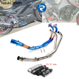 REYGEAK R3/MT 03 v1 v2 51mm Big Elbow Straight Slip-on Mufflers Pipes Exhaust System Motorcycle Front Link MT03 Muffler Pipe