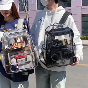 Heabety Large Capacity Transparent Backpack Waterproof Zipper Students School Bag Fashion Visible PVC Backpack Female/Male