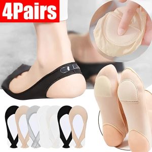 4Pairs Ultra-Thin Invisible Boat Socks Women Summer Silicone Non-Slip Socks for High Heels Shoes Ice Silk Half-Palm Suspender