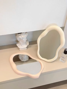Cloud Makeup Mirror Desktop Can Stand Household Small Mirror Foldable Office Dressing Mirror桌面镜子