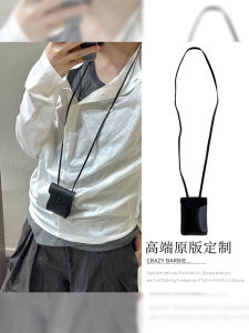 Black Square Portable Travel Earphone Bag Lychee Pattern Decorative Necklace Design New 2025 Casual Minimalist Style PU Leather