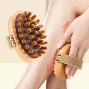 Wooden Air Cushion Meridian Brush Body Gua Sha Scrapping Slimming Shaping Tool Handheld Hair Scalp Massage Comb for Relax Head Arm Shoulder Back Belly Waist Leg