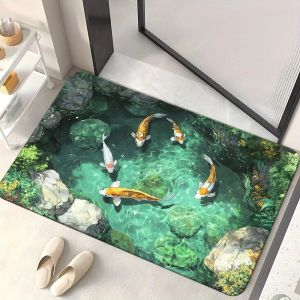 VIKAMA Non-Slip Bathroom Mat 3D Ocean Floor Rug Washable Door Mat Suitable for Bathrooms Toilets Bedrooms Home Decor Rug