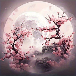 HUACAN Diamond Mosaic Plum Blossom Flower Square Round Drill Kits Adulte Landscape Diamond Painting Tree Moon Handmade