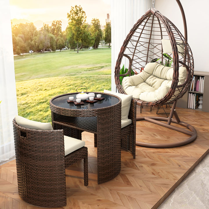 Balcony Small Table and Chair TableChair Set Outdoor Courtyard Home Leisure Area Layout Storage
