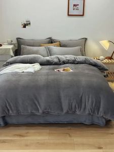 Kiss Dear | Thick Flannel Milk Velvet Bedding Sets For Autumn And Winter Simple Style