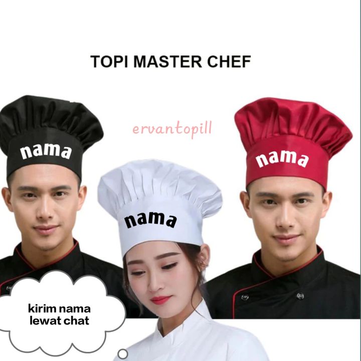 Topi Chef pria Wanita Topi Koki Bisa reques nama | Lazada Indonesia