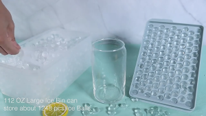 Mini Ice Cube Trays Make Tiny Pebble Ice Balls for Coffee Fast Chill Easy Release Stackable with Lid & Storage Bin