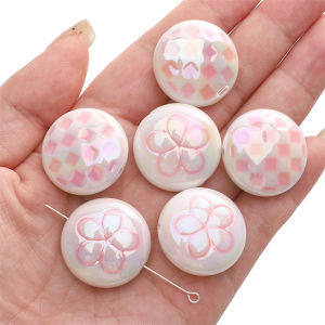2pcs 25mm Acrylic Beaded Flat Round Loose Spacer Beads For Handmade Bracelet Necklace Earring Keychain DIY Craft Jewelry Making Accessories