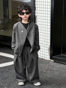 Childrens Day Boys Suit Set Birthday Gift Boys Shirt Overalls Korean Style Summer Clothes Polyester Fiber Pure Color