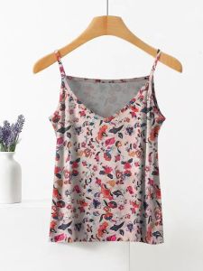 Áo Ba Lỗ Không Tay Thời Trang Mùa Hè Mới Cho Nữ Áo Chui Đầu Cổ Chữ V in Hoa Áo Khoác Ngoài Che Bụng Ôm Vừa Vặn Thường Ngày