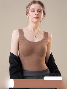 Miiow | Warm Silk Cashmere Vest Womens With Chest Pad Autumn Winter Style Seamless Base Layer Cotton Silk Strap Underwear
