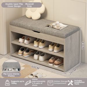 Narrow Entryway Shoe Bench with Shoe Rack