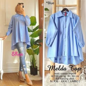JESSY ACC MELDA TOP BLOUSE BL KATUN PARIS LD 130 CM Atasan Wanita Blouse Kekinian OOTD Blouse Wanita Murah Meriah Kekinian Blouse Terbaru 2023 Remaja Korean Style Blus Big Size Jumbo Polos BEST SELLER