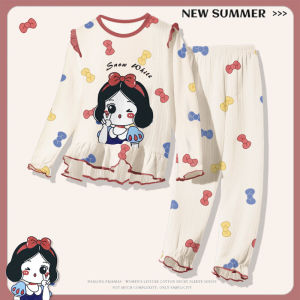 Girls Modal Sleepwear Long Sleeve Thin Home Clothes Set Princess Style Spring Autumn Childrens Home Clothes Anti-static Antibacterial