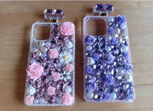 ไข่มุกเพชรเคสโทรศัพท์ภาพดอกไม้เหมาะกับ iPhone 16 15pro 14 Pro Max 13 12 11 X XR XS 8Plus เคสโปร่งใสดอกกุหลาบ3D + สายคล้อง