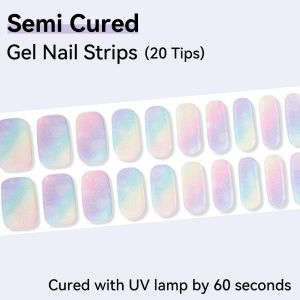 20Tips Gradient Semi Cured Gel Nail Sticker Long-Lasting UV Nail Sticker UV/LED Extension Gel Nail Foil Gel Polish Full Cover