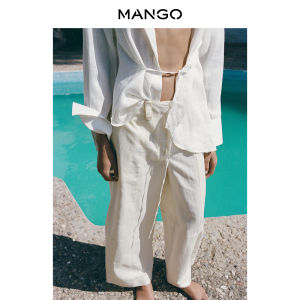 Mango | Breathable Cotton-Linen Blend Casual Wide Leg Pants