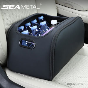 SEAMETAL Large Capacity Car Seat Organizer Universal Portable Storage Bag Zipper Side Opening Design Wear-Resistant Pu Leather