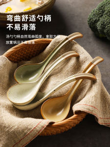 Retro Handmade Ceramic Soup Spoon Dining Utensils Small Soup Spoon Meal Spoon Ceramic Spoon Bowl Spoon for Drinking Soup