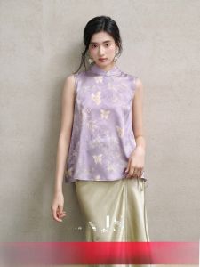JK＆JS | New Chinese Style Womens Vest Summer National Style Design Sensation Small Audience Female Collarless Jacket Tank Top