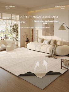 Washable Removable French Cream Style Living Room Sofa Side Rug