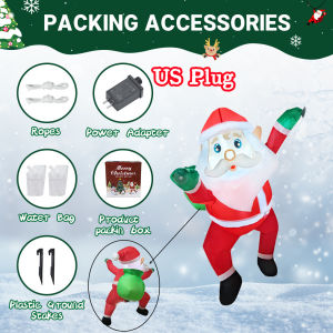 Inflatable Climbing Window Santa Claus Carrying Gift Pack Model Built-in LED Lights Xmas Party Indoor Gift Decoration Props
