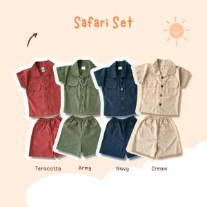 Yobebee Safari Set: Setelan Pendek Linen Anak Usia 2-8 Tahun