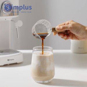 Simplus Espresso Shot Glass Measuring Cup Coffee Cup 90mL High Borosilicate Glass Wooden Handle