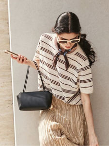 BeeGreen Women Genuine Leather Small Shoulder Bag High Quality Sheepskin Underarm Bag Minimalist Commuter Bag
