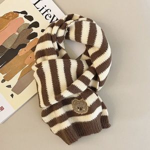 Khăn Choàng Trẻ Em Dệt Kim Mùa Đông Ấm Áp Chống Gió Phong Cách Hàn Quốc Dài 100-135cm Polyester Thương Hiệu Không Đăng Ký