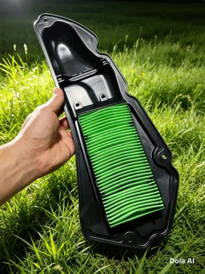 Air Filter Cover Slim type for Click 160 PCX160 ADV 160 - Black with red accent - Fits PCX 160 Stylo 160 ADV 160 Vario 160 - Oxygen Booster - Dola Al