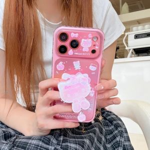 Sanrio | Ốp Điện Thoại Hello Kitty Màu Hồng Dễ Thương Cho iPhone 15/16/17 Pro Max Chống Sốc Chống Xước Chống Bụi Chống Nước Chất Liệu Nhựa