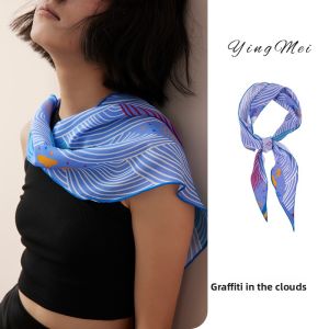 YINGMEI | 100% Silk Triangle Scarf Blue 2025 New Arrival