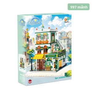 997 Chiếc Nhà Hàng Trung Quốc Bộ Khối Xây Dựng Thành Phố Street View Ba Tầng Kiến Trúc Gạch Mini Đồ Chơi Cho Trẻ Em Quà Tặng