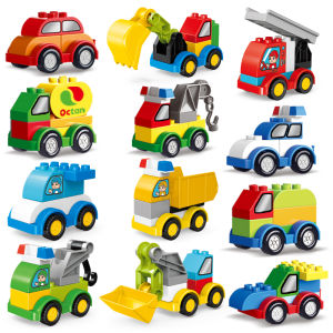 Large Particle Building Blocks Construction Fire Truck Assembly Scene Educational Toys for Boys And Girls Aged 3 to 6