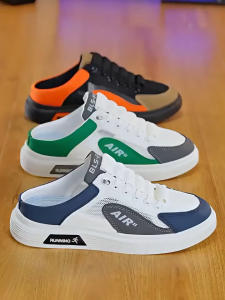 Mens Mesh Half Slippers 2025 Korean Style Breathable Slip-On Driving Shoes Casual Lazy Summer Shoes