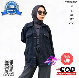 jaket jeans wanita oversize jacket denim cewek M - XXXL jumbo  - totalfashion99