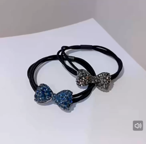 Getah Rambut 3 Lapis Rama-rama Ikatan Riben High Elastic Rambut Rubber Band Ribbon Crystal Bling Quality高级感蝴蝶结绑发圈发绳绑头发