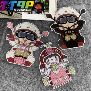 Phim hoạt hình hoạt hình cô gái đầu máy miếng dán vỏ bọc cơ thể vết trầy xước trang trí mạnh mẽ dán phản quang Mũ bảo hiểm đề can thích hợp cho vespa Sprint 150 gts300