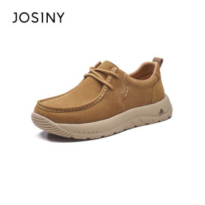 Josiny | Autumn New Vintage Thick Sole Lace-up Loafers Men Leather Work Casual Shoes