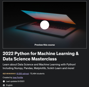 Python for Machine Learning & Data Science 2022 Masterclass